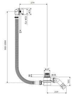 Слив-перелив для ванны Excellent Hover ARIN.3410CR с наполнением 60/80/100 см хром