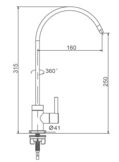 Кран на одну воду Splenka S249.60.05 с подключением фильтра питьевой воды сатин