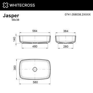 Раковина WHITECROSS Jasper 0741.058038.2XXXX 58 см RAL мат
