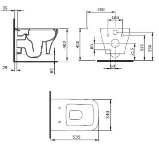 Комплект Berges 4в1 042453: инсталляция NOVUM кнопка L2 матовый хром унитаз Strati Rimless сиденье Strati Slim SO