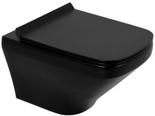 Комплект 4 в 1 BelBagno BB3201CHR-MB/BB3201SC-MB/BB002-80/BB007-PR-NERO.M унитаз подвесной SELA BB3201CHR-MB с сиденьем BB3201SC-MB система инсталляции для унитазов BB002-80 с кнопкой смыва BB007-PR-NERO.M