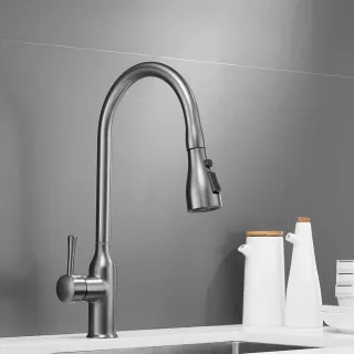 Смеситель для кухни Shevanik S163T оружейная сталь