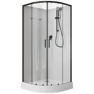 Душевая кабина Aquanet Passion Evo R Black 267256 90x90 см профиль чёрный матовый стекло прозрачное