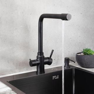 Смеситель для кухни РМС SUS125BL-017F-015 с подключением фильтра чёрный
