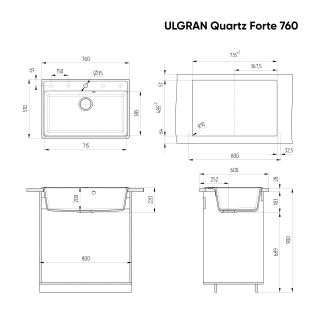 Кухонная мойка Ulgran Quartz Forte 760-10 песок