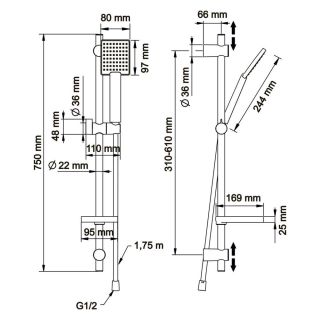 Душевой гарнитур Swedbe Hermes 5109B чёрный