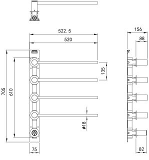 Полотенцесушитель электрический встраиваемый Wonzon & Woghand M?nchen WW-A354-GM 52x70 см с внутренней частью тёмный графит