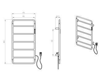 Полотенцесушитель электрический Wonzon & Woghand Wismar WW-AL202-GM 47x90 см тёмный графит