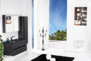 Зеркальный шкаф Armadi Art Vallessi 80см антрацит глянец 547-A glossy