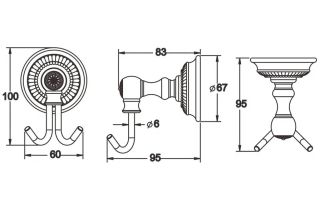 Крючок для ванной комнаты двойной Rose RG1421Q бронза
